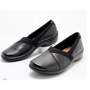 Clarks Women's Cora Charm Slip-On Flats Black Size 9.5M NIB